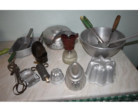 Vintage Aluminium Kitchen Tools, Utensils, Work Box, etc. 