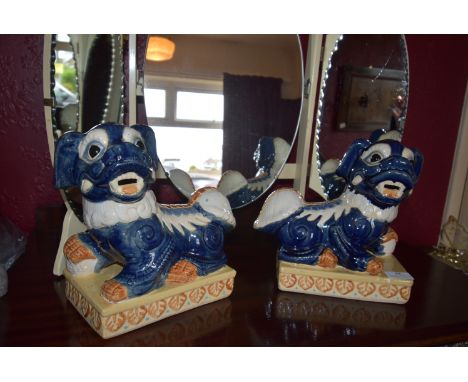 Pair of Chinese Pottery Lions 