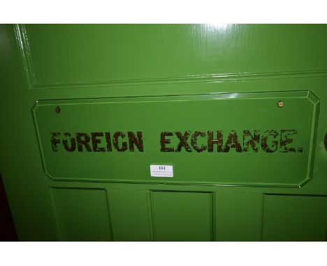 Vintage Door Sign “Foreign Exchange” with Bevelled Edge Glass 