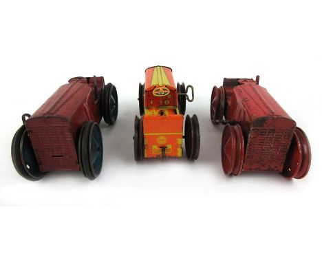 A Louis Marx & Co. tinplate tractor, a Tri-ang Tractor No. 2 and an American tinplate tractor by MAR Toys (3)