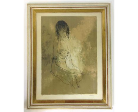 European 20th Century School,a portrait of a seated girl,indistinctly signed in pencil,artist's proof (E.A.),72 x 53 cm,toget