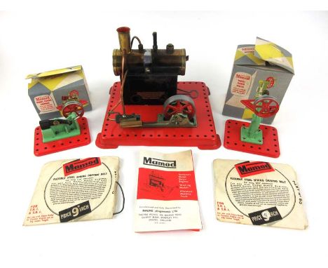 A Mamod Stationary Steam Engine together with a boxed Mamod Power Press and a boxed Mamod Power Hammer