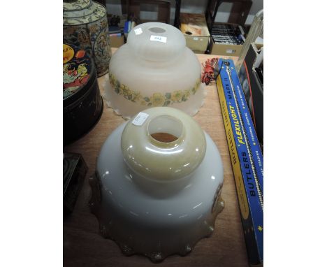 Two printed glass light shades