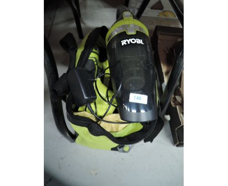 A selection of Ryobi battery powered tools including Torch inflator and Hand Vac