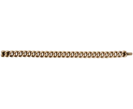 A late 19th/early 20th gold curb-link bracelet, composed of hollow links, clasp  stamped ‘15’, length approximately 19.7cm.  