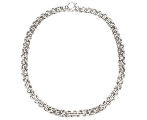A Scottish silver chain collar necklace by Linda Lewin, 2014, the fancy-link necklace chain terminating in a toggle clasp, ma