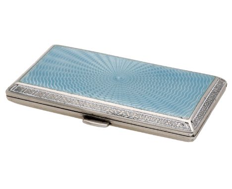 An early 20th century Austria-Hungary silver and enamel box, of rectangular form, the hinged lid decorated with pale turquois