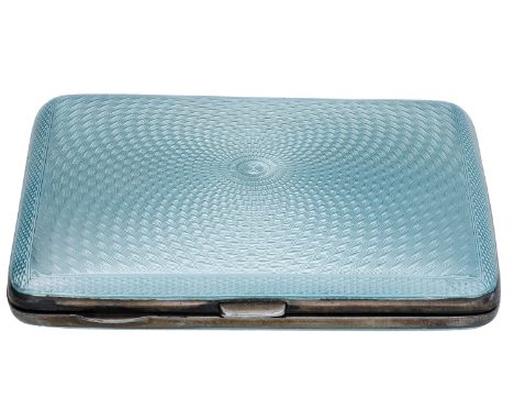 A silver and turquoise enamel cigarette case, the pale turquoise guilloché enamel to both sides, by Albert Carter, Birmingham