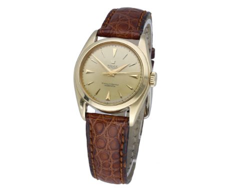 Rolex. A gold automatic wristwatch, Ref. 6048, Oyster Perpetual Chronometer ‘Bubbleback’, circa 1950. Movement: automatic, no