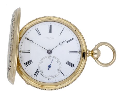 Henry Capt, Genevé. A gold and enamel hunting cased watch, no. 25565, circa 1860. Movement: lever escapement, 15 jewels. Dial