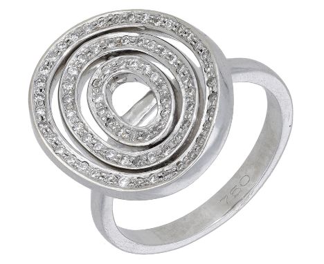 A diamond-set dress ring, comprised of articulated concentric hoops, set throughout with brilliant-cut diamonds, stamped ‘750