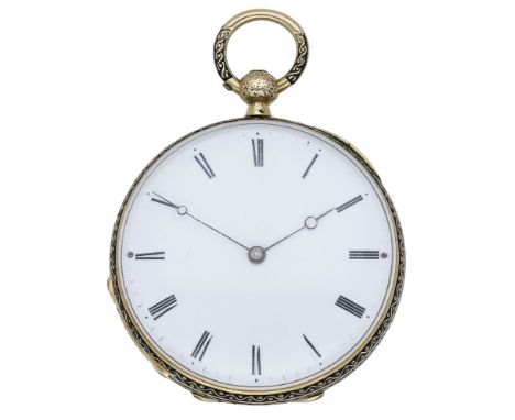 Le Roy & Fils. A gold, enamel and diamond-set open-faced watch, no. 40458, circa 1850. Movement: cylinder escapement. Dial: w