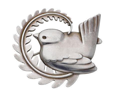 Georg Jensen: a Danish silver bird brooch, designed by Arno Malinowski, numbered ‘309’, post 1945 maker’s mark, stamped ‘STER