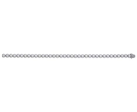 A diamond line bracelet by Tiffany & Co., collet-set throughout with brilliant-cut diamonds, stamped ‘© TIFFANY & CO. PT 950’