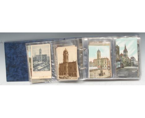 Postcards - Derby and Derbyshire - an album, real photographic, sepia and lithograph, all of local interest, including Railwa