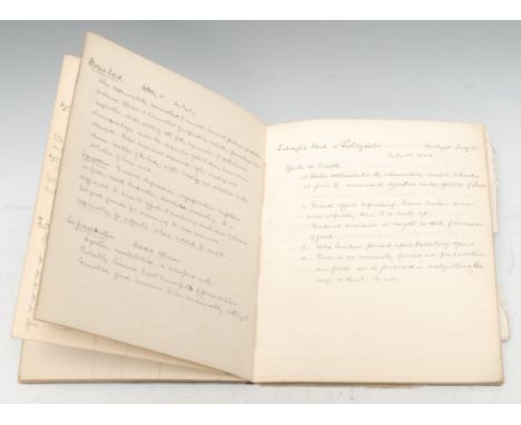 Medical - a late Victorian/Edwardian ?medicine student's manuscript, Therapeutics &amp; Toxicology/T.R. Greenough, Beechwood,