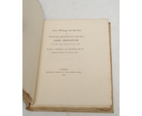 Monckton Milnes (Richard, Lord Houghton) & Stovin Venables (George, Q.C.) Some Writings and Speeches [...] in the Last Year o