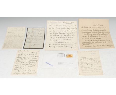 Royalty - Courtiers from Queen Victoria's Court, a collection of ALS and ink manuscript Court Circulars: Robert Keate FRCS (1