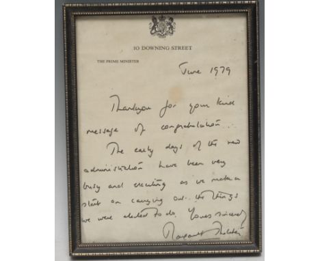 British Political History - Prime Minister - Margaret Hilda Thatcher, Baroness Thatcher (1925 - 2013) - an 'autograph letter'