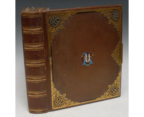 Photography - European Royalty and Nobility - a 19th century gilt brass and enamel mounted Asprey's patent photograph album, 