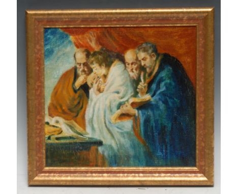 After the Old Master (20th century)The Four Evangelists by Jacob Jordaensoil on canvas, laid on board, 29cm x 30.5cm 