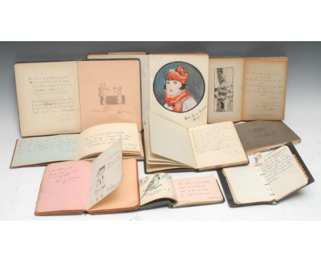 A collection of nine early 20th century friendship books or albums, inscribed in ink manuscript, occasionally illustrated wit