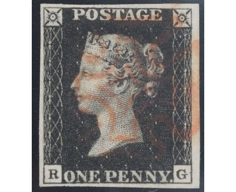 1d Black plate 7 Lettered RG 4 margin red MX fine item