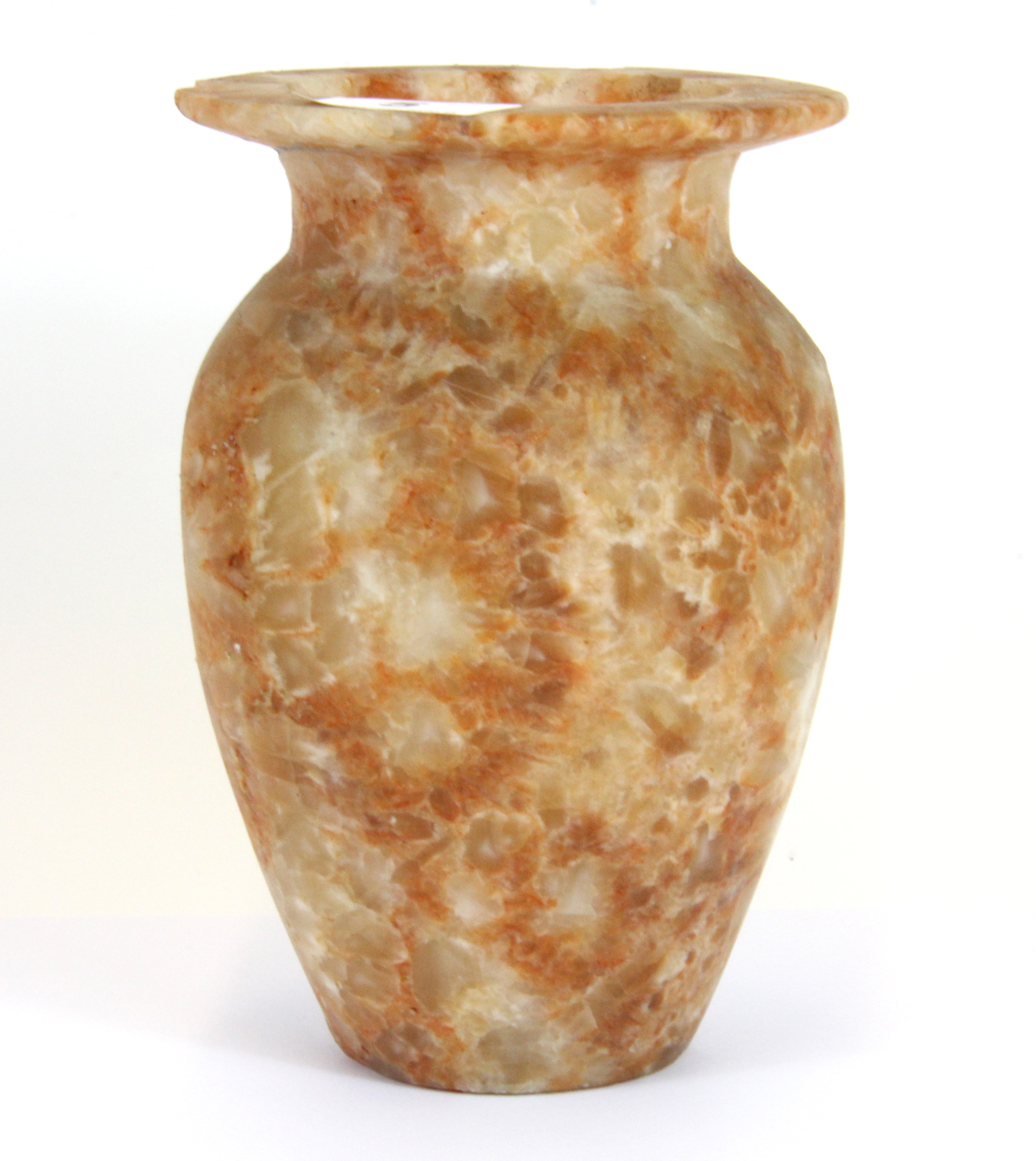 An early polished alabaster vase, H. 19cm, (chip to the rim).