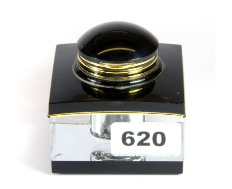 A Monte Blanc inkwell, 7.5 x 7.5 x 7.5cm.
