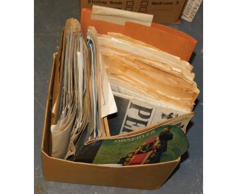 Vintage newspapers, including The Daily Mail, El Paso Herald, comics, magazines and theatre programs.  (1 box)