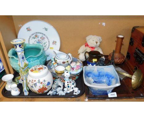 An Eden Bane Art Pottery blue and white bowl, also a quantity of mixed ceramics, including a floral decorated ginger jar, col