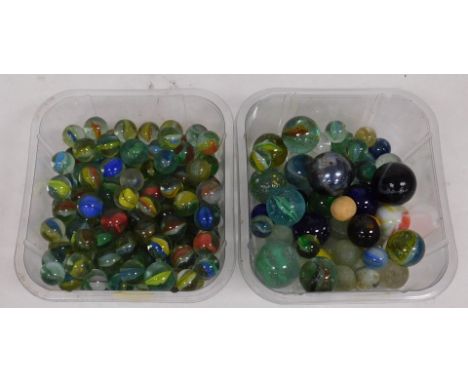 A quantity of mixed glass marbles. (2 cartons)