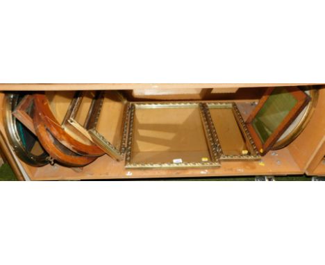 A quantity of mirrors, to include a gilt framed triptych mirror, approx 55cm high, 80cm fully opened, together with a series 