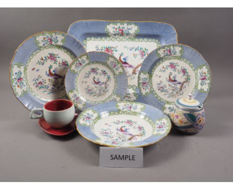 A Minton part dinner service, a Poole preserve pot and cover, similar china and other itemsInfo: Not counting the damaged pla