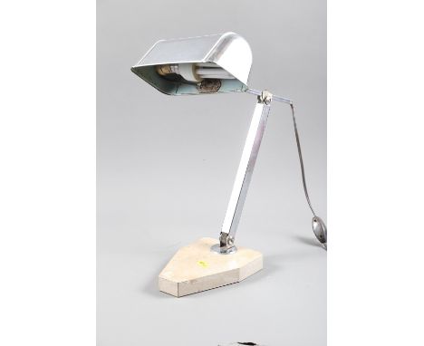 A 1960s chrome adjustable table lamp, on marble base, 18" high 