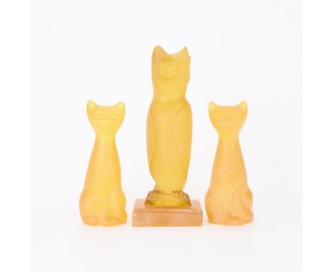 Sascha Brastoff (American, 1918-1993). Group of three vintage resin figures including one in the form of an owl and two depic