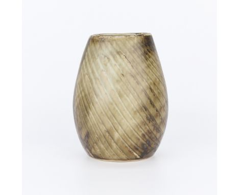 Carl-Harry Stalhane (Swedish, 1920-1990) for Rorstrand, Sweden. Stoneware pottery vase with a lovely variegated brown-grey gl