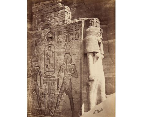 Antonio Beato (Italian/British, ca. 1832-1906). Late 19th century albumen photograph print depicting a statue of a queen in t