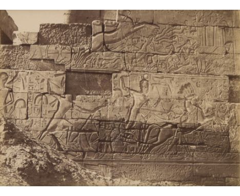 Possibly Antonio Beato (Italian/British, ca. 1832-1906). Late 19th century albumen photograph print depicting hieroglyphics. 