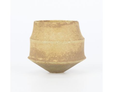 John Ward (British, 1938-2023). Small studio ceramic sculptural cup or vase vessel, ca. 1980. Stoneware with an alumina-rich,