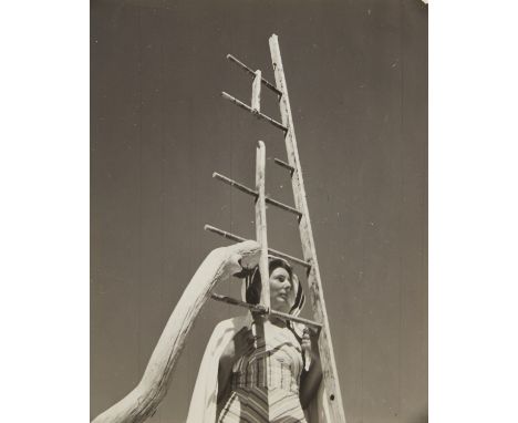 George Platt Lynes (American, 1907-1955). Gelatin silver print photograph titled "Margaret French, Fire Island c. 1941," depi