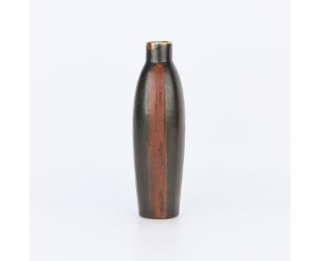 Carl-Harry Stalhane (Sweden, 1920-1990) for Rorstrand, Sweden. Tall and handsome faceted ceramic vase. Stoneware pottery with
