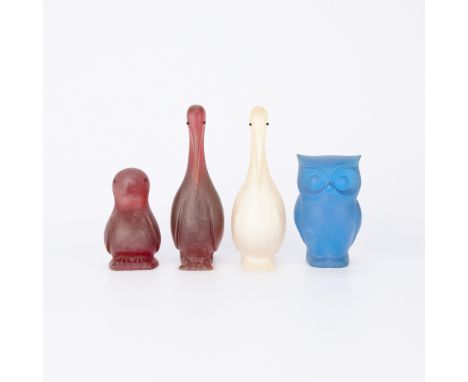 Sascha Brastoff (American, 1918-1993). Group of four vintage resin animal figures: one in the form of a wren or similar bird,
