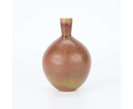 Carl-Harry Stalhane (Swedish, 1920-1990) for Rorstrand, Sweden. Bulbous ceramic "SBC" model "alphabet" vase with a tall, narr