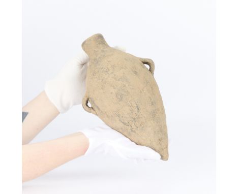 Neolithic Chinese ceramic water flask of a tapered or conical form. With two applied handles along the body. This style of fl