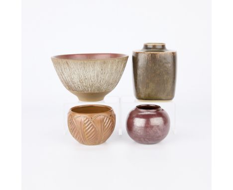 Group of four Danish ceramic and studio pottery vessels including:Valdemar Petersen (Danish, 20th century) for Bing &amp; Gro