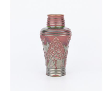 Karl Svensson (Swedish, 20th c.) for Hoganas Keramik, Sweden. Large and striking Art Nouveau style ceramic vase depicting an 