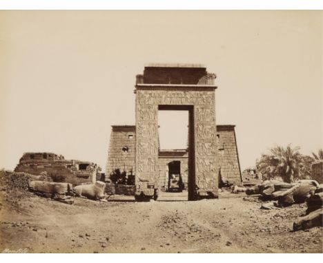 Maison Bonfils (France). Late 19th to early 20th century albumen photograph print depicting the Gateway of Ptolemy III, the e