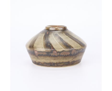 Carl-Harry Stalhane (Swedish, 1920-1990) for Rorstrand, Sweden. Squat ceramic vase with with recessed neck, 20th century. Sto