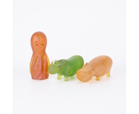 Sascha Brastoff (American, 1918-1993). Group of three vintage resin figures: one in the form of a rhinoceros, a second depict